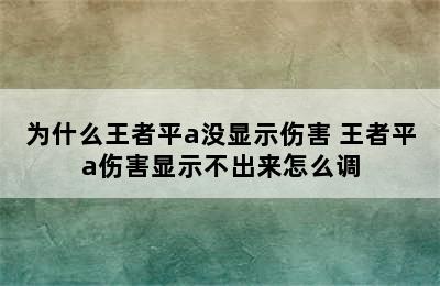 为什么王者平a没显示伤害 王者平a伤害显示不出来怎么调